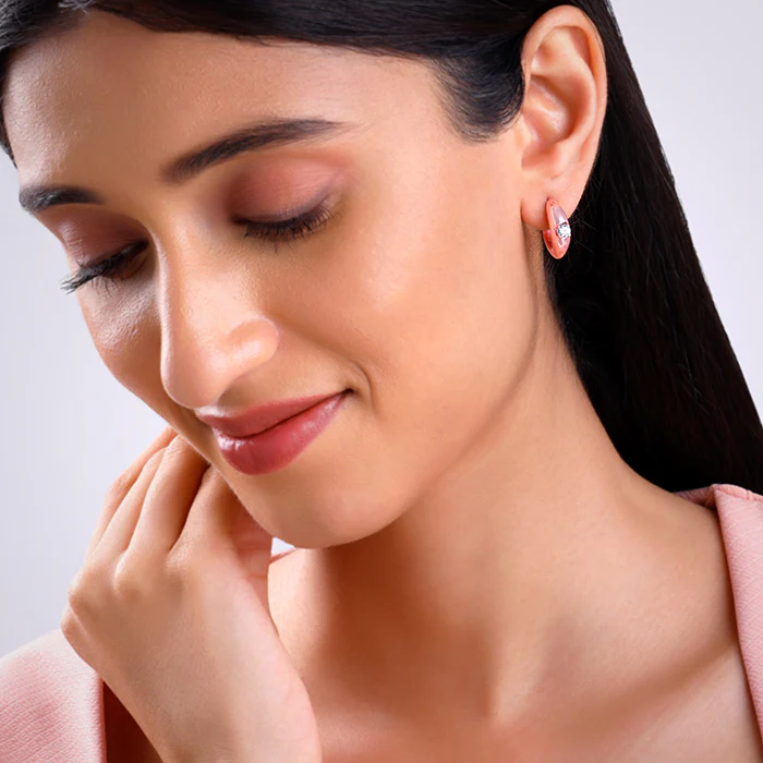 Rose Gold Blush Affair J Stud Earrings - Image 3