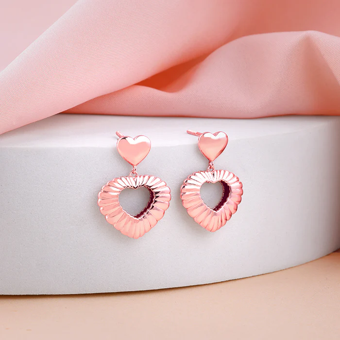 Rose Gold Blush Heart Earrings - Image 2
