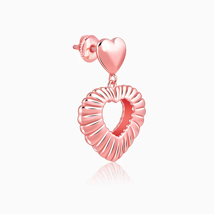 Rose Gold Blush Heart Earrings - Image 4