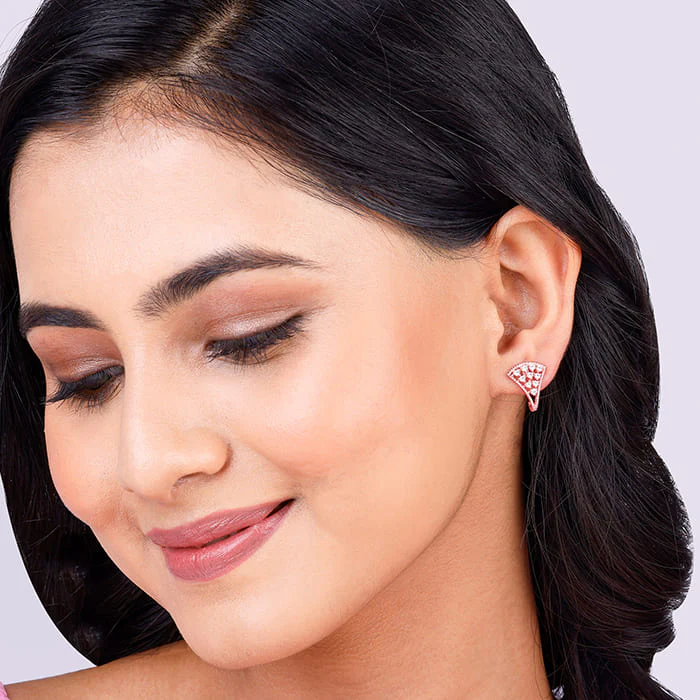 Rose Gold Blushing Glamour Loop Earrings - Image 3