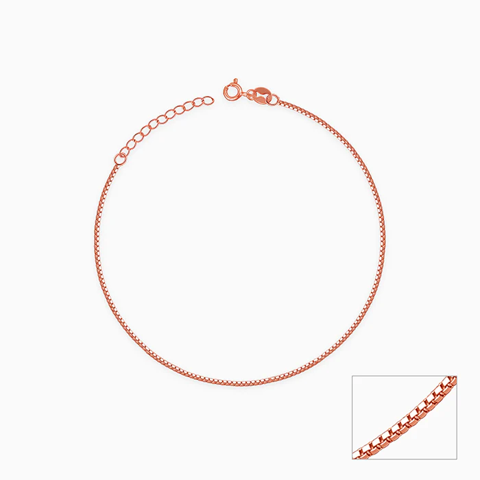 Rose Gold Box Chain Anklet - Image 3