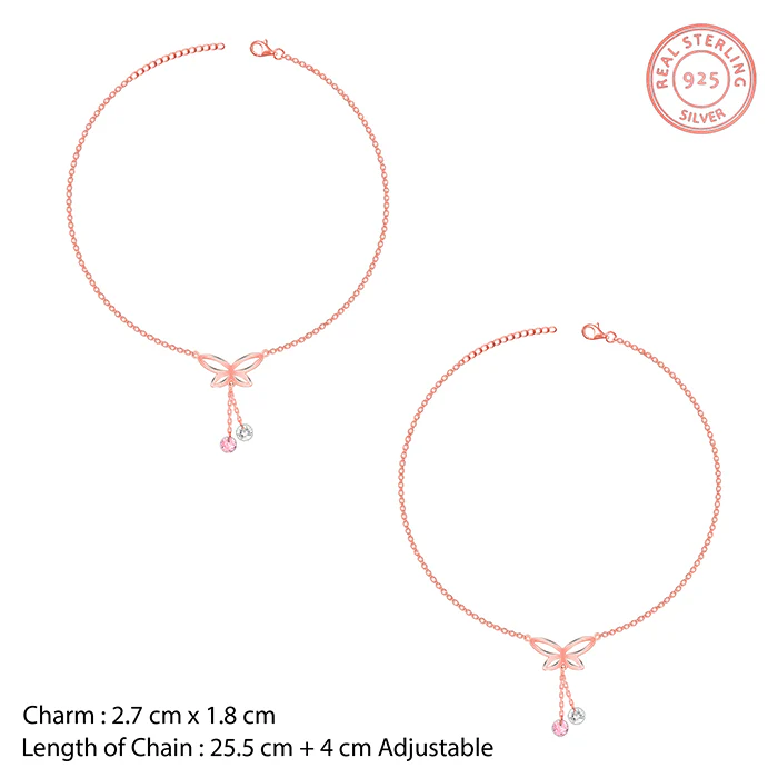 Rose Gold Dancing Flutter Anklet - Image 3