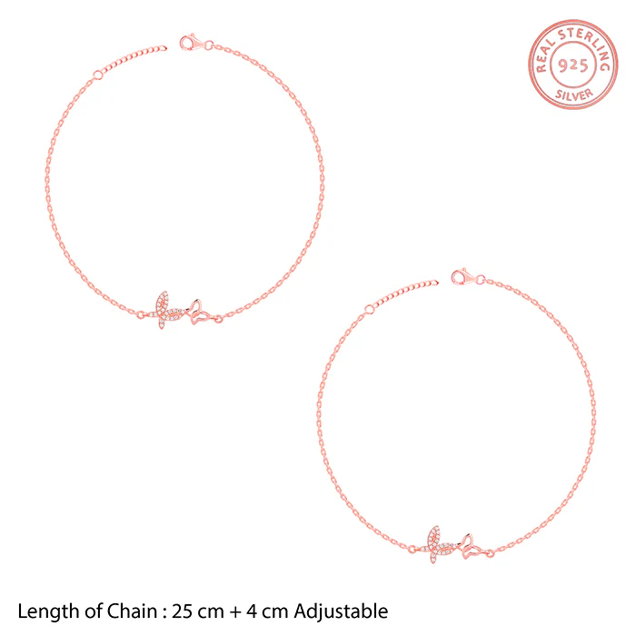 Rose Gold Butterfly Duo Anklet - Image 4