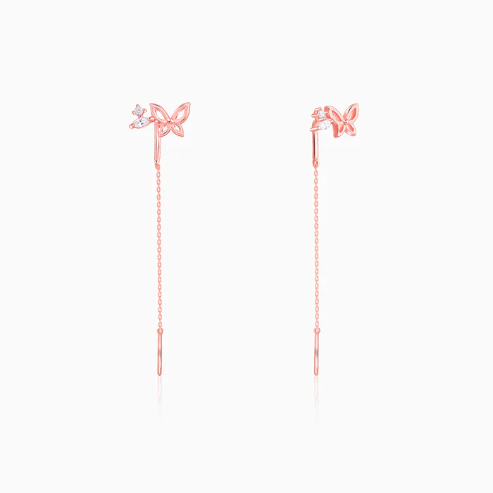 Rose Gold Butterfly Sui Dhaga Earrings