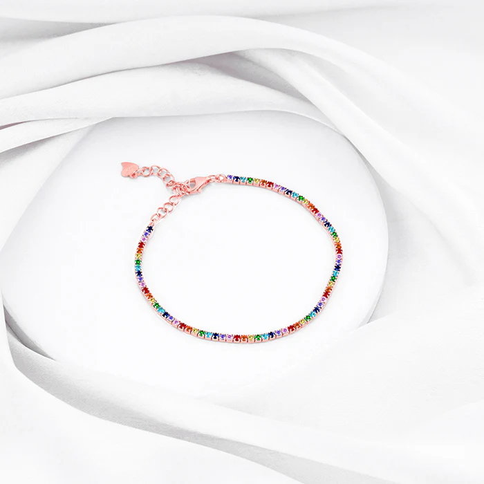 Rose Gold Celebratory Colours Tennis Bracelet - Image 2