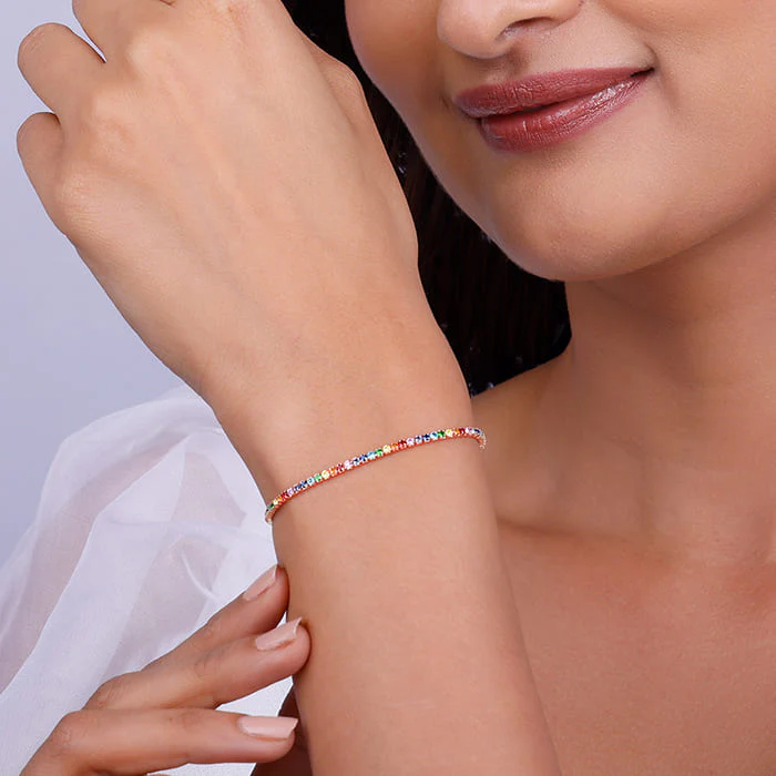 Rose Gold Celebratory Colours Tennis Bracelet - Image 3