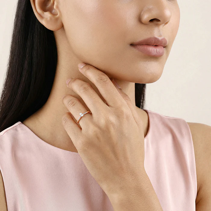 Rose Gold Celeste Oval Ring - Image 3