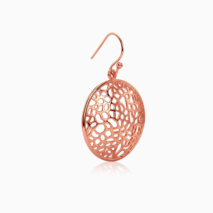 Rose Gold Cellular Filigree Earrings - Image 4