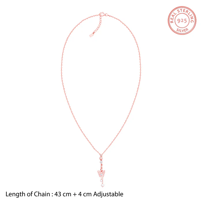 Rose Gold Charming Butterfly Pendant with Link Chain - Image 7