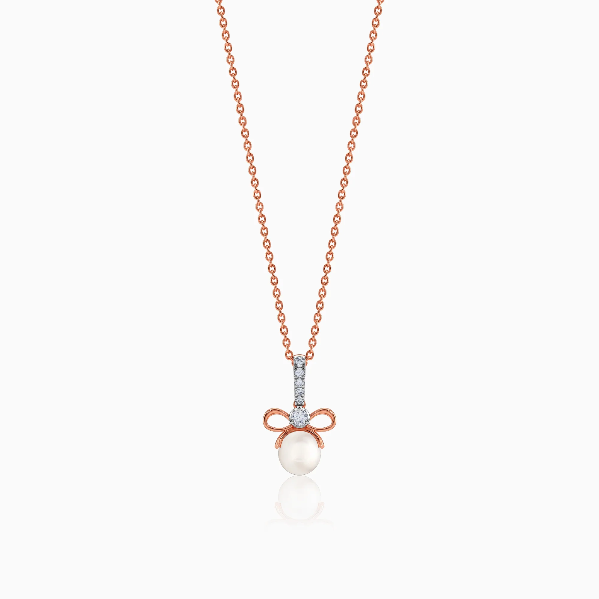 Rose Gold Cielo Bow Lab Grown Diamond Pendant