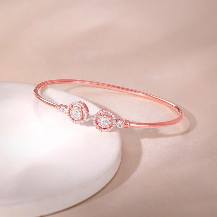 Rose Gold Circle Bond Cuff Bracelet - Image 2