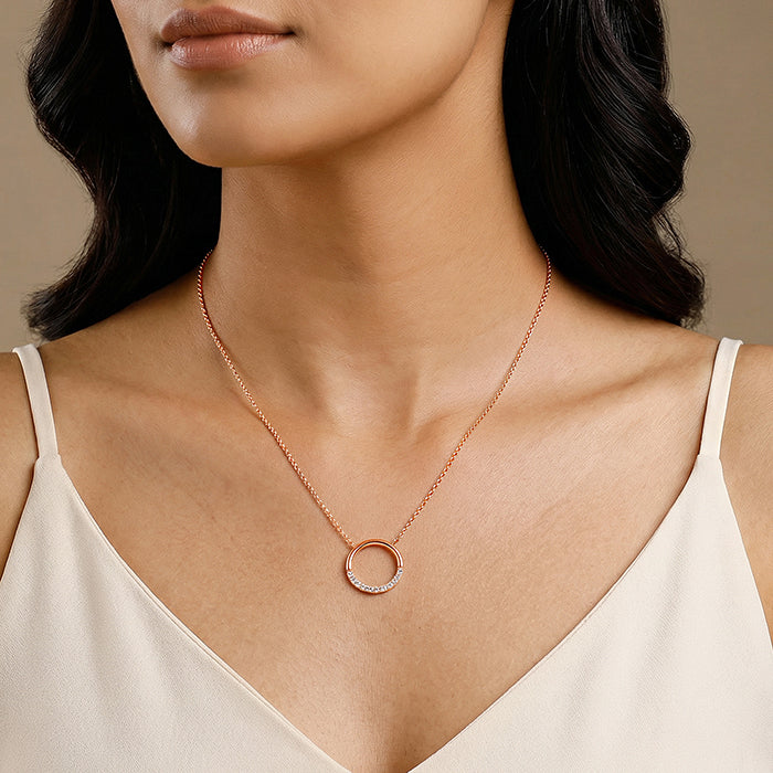 Rose Gold Circle of Shine Necklace - Image 3