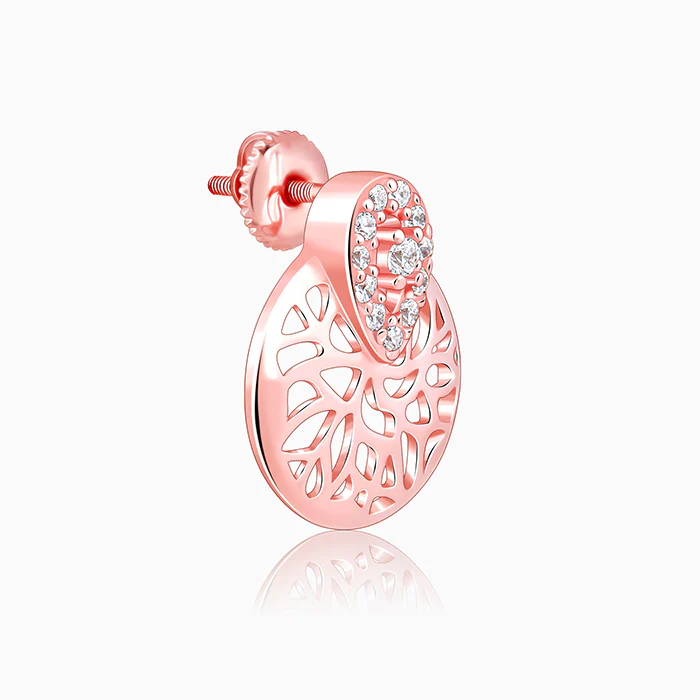 Rose Gold Circular Drop Filigree Earrings - Image 4