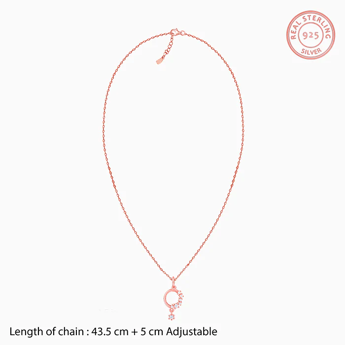 Rose Gold Circular Drop Pendant With Link Chain - Image 6