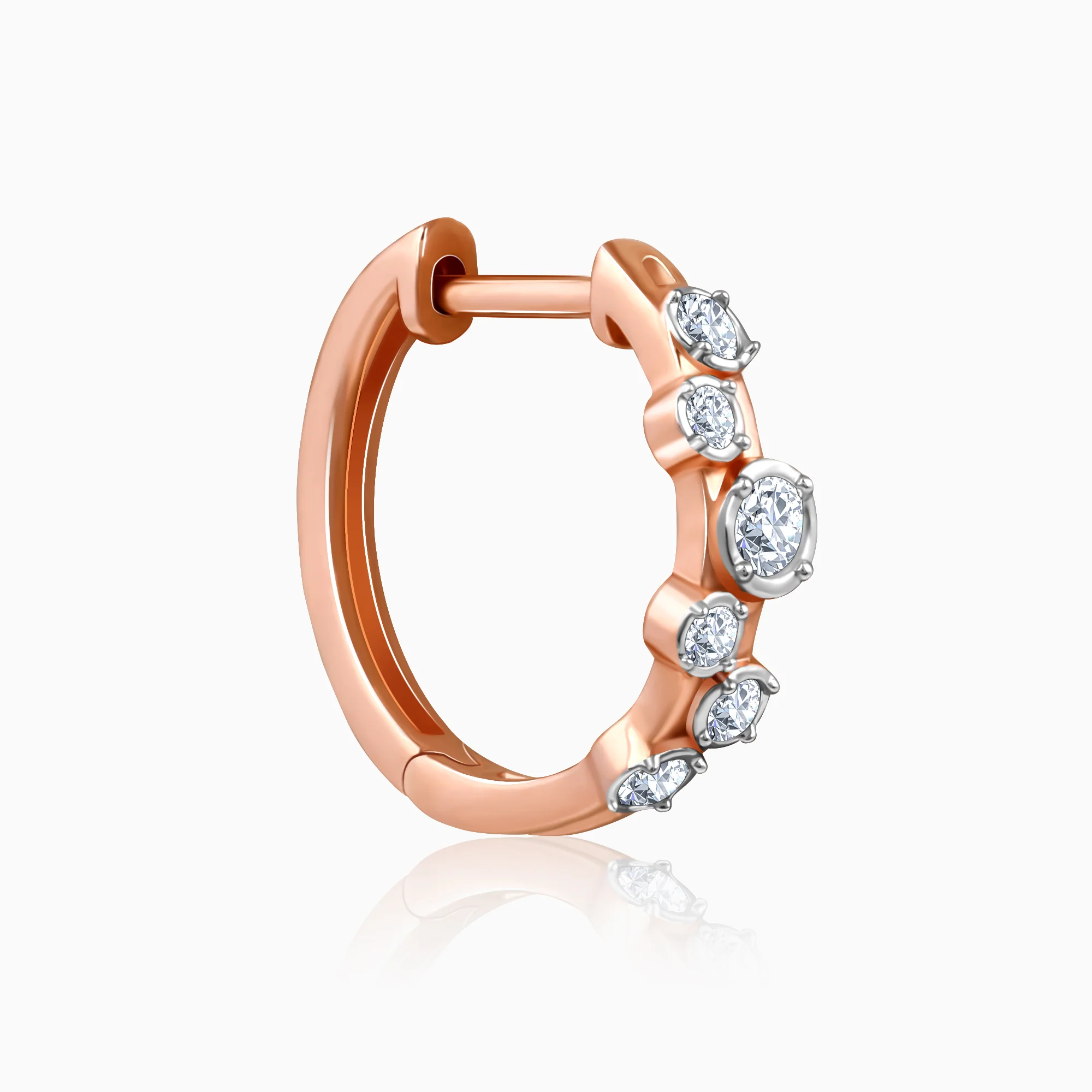 Rose Gold Classic Hoop Lab Grown Diamond Earrings - Image 4