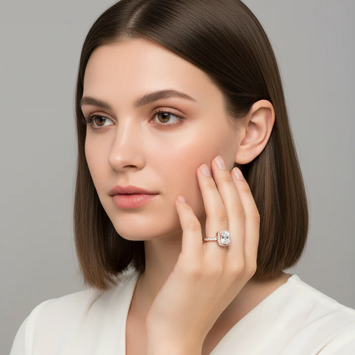 Rose Gold Classic Solitaire Ring - Image 7