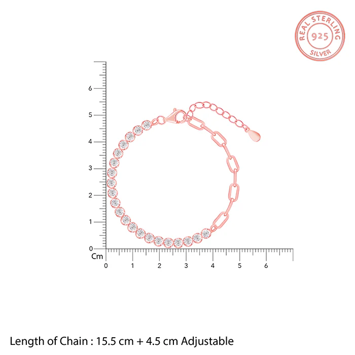 Rose Gold Clip Line Tennis Bracelet - Image 4