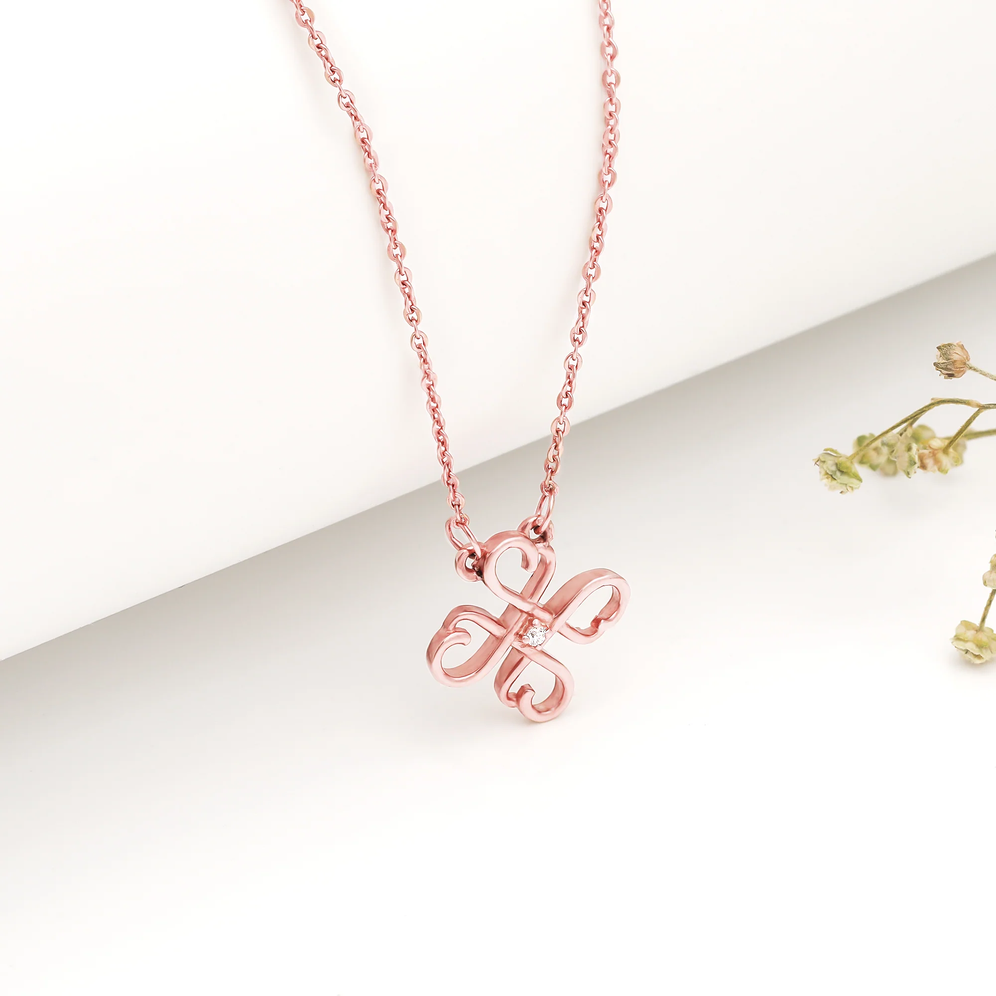 Rose Gold Clover Necklace - Image 2