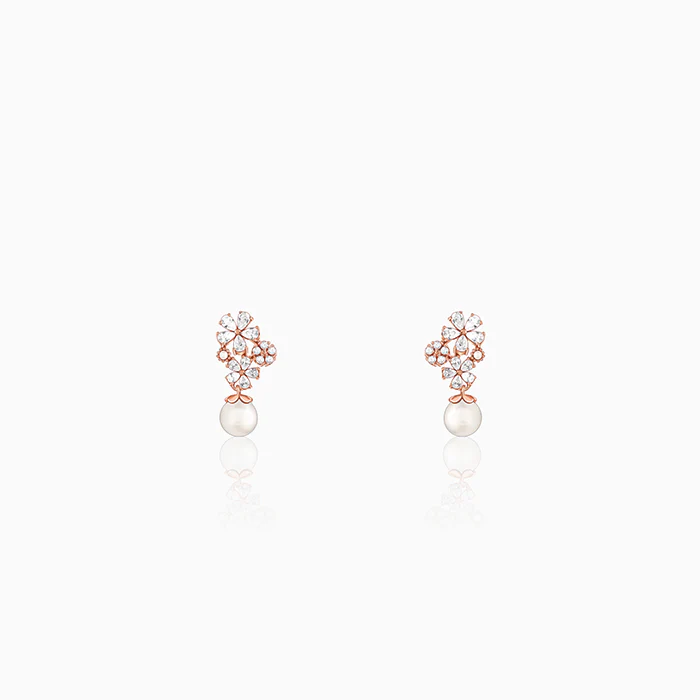 Rose Gold Cluster of Flower Earrings