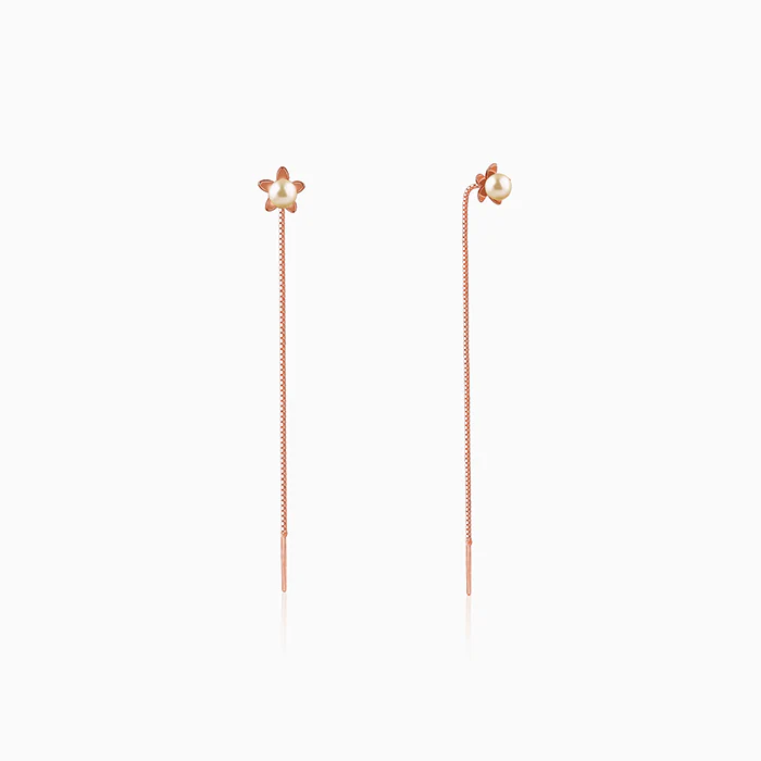 Rose Gold Courteney Pearl Sui Dhaga Earrings