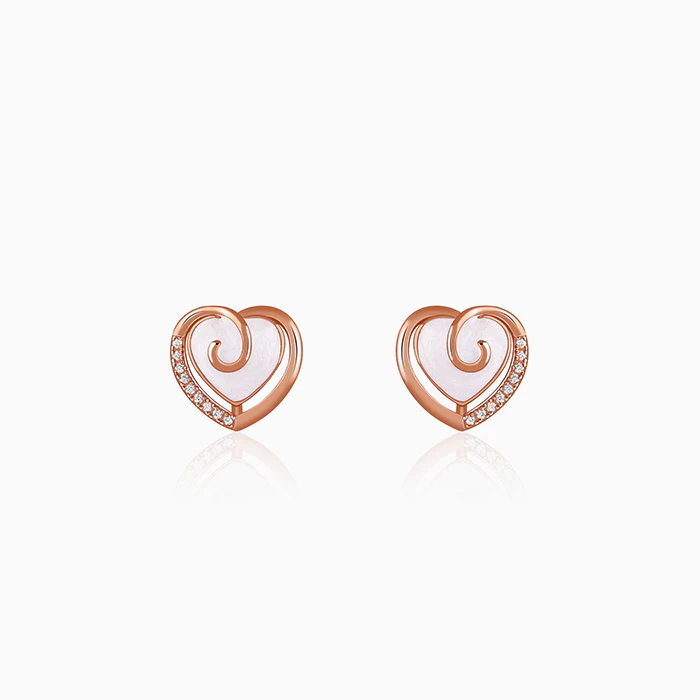 Rose Gold Crazy Heart Stud Earrings