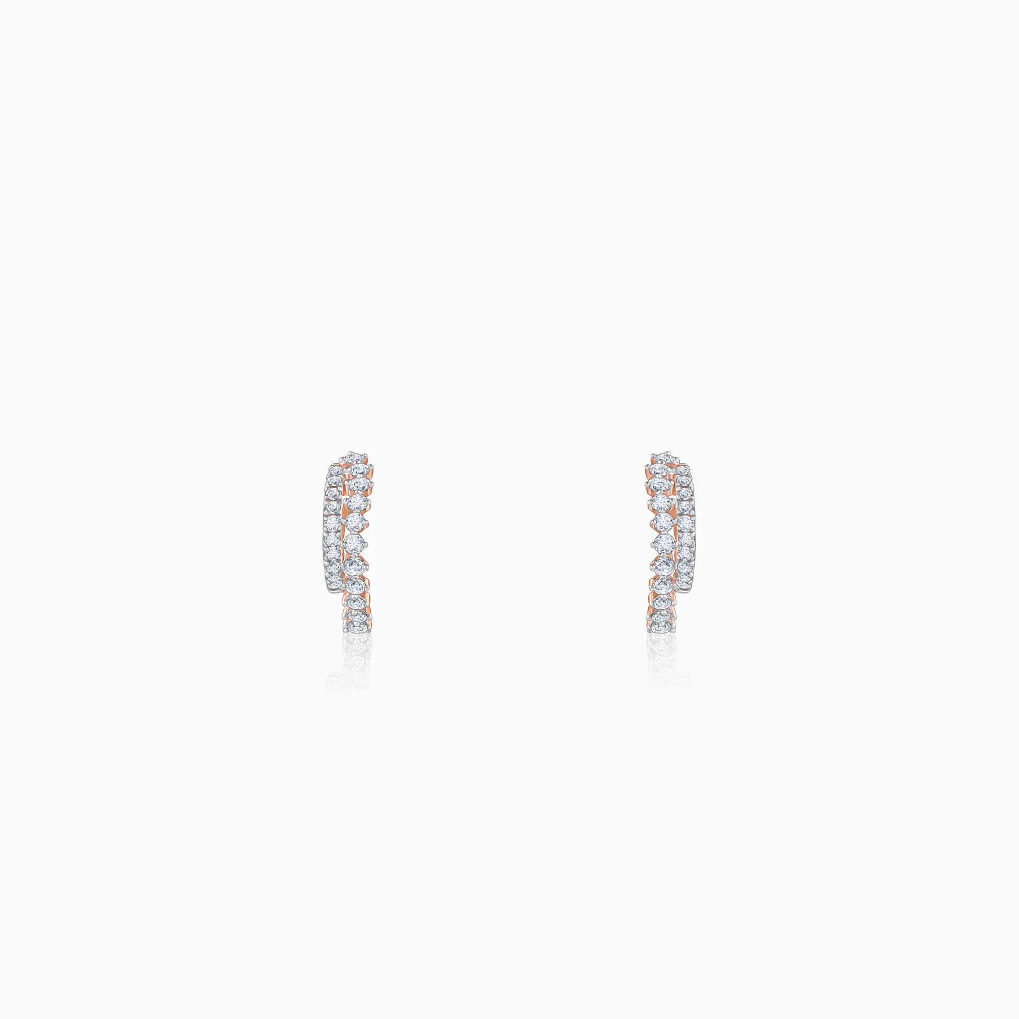 Rose Gold Crescent Moon Lab Grown Diamond Hoop Earrings