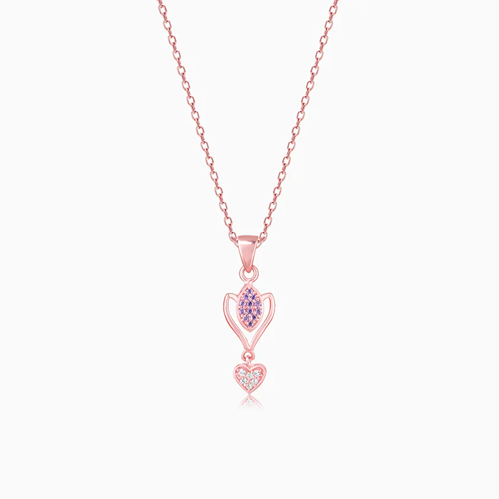 Rose Gold Crocus Elegance Pendant With Link Chain