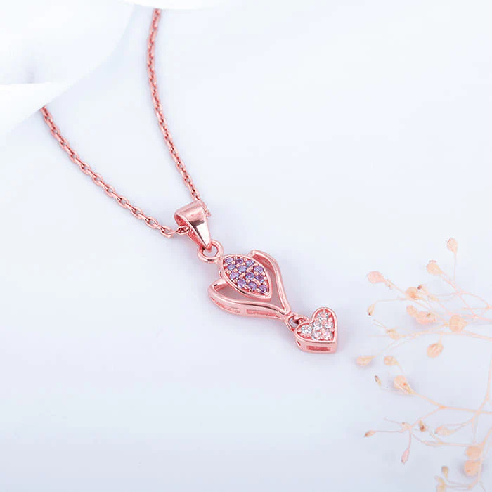 Rose Gold Crocus Elegance Pendant With Link Chain - Image 2