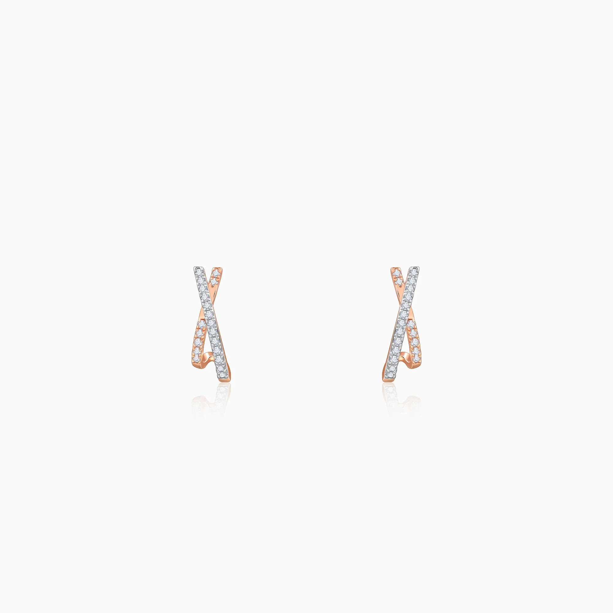 Rose Gold Cross Lab Grown Diamond J Hoop Earrings