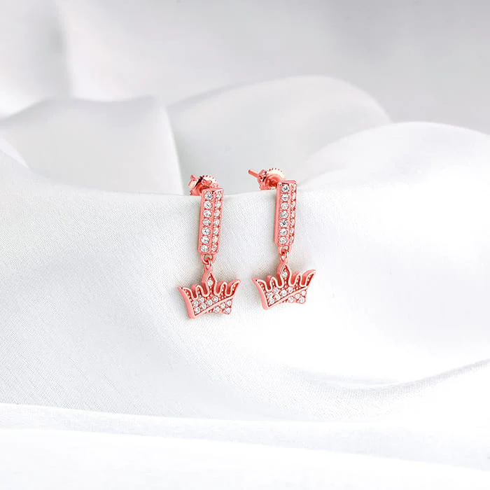 Rose Gold Crown Earrings - Image 2