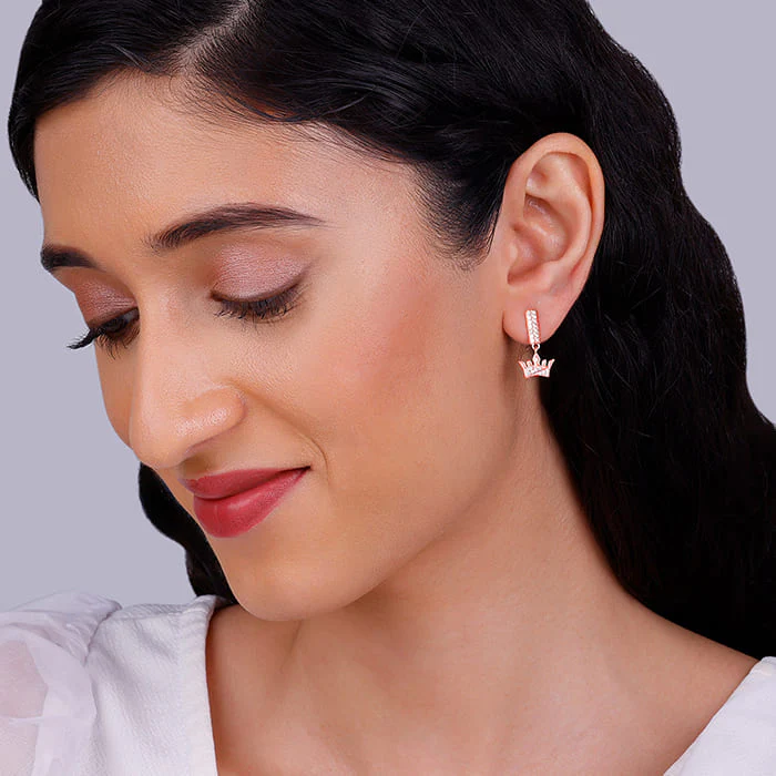 Rose Gold Crown Earrings - Image 3