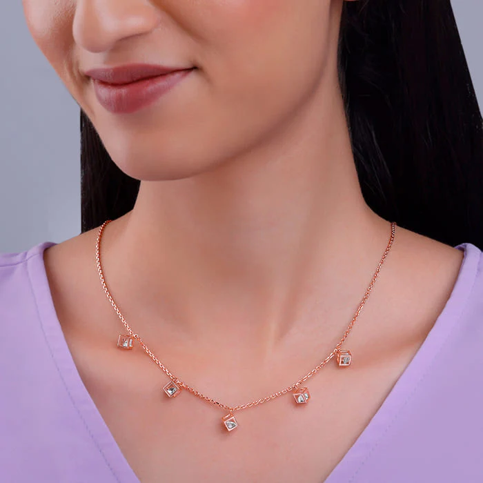 Rose Gold Cubic Crystal Necklace - Image 3