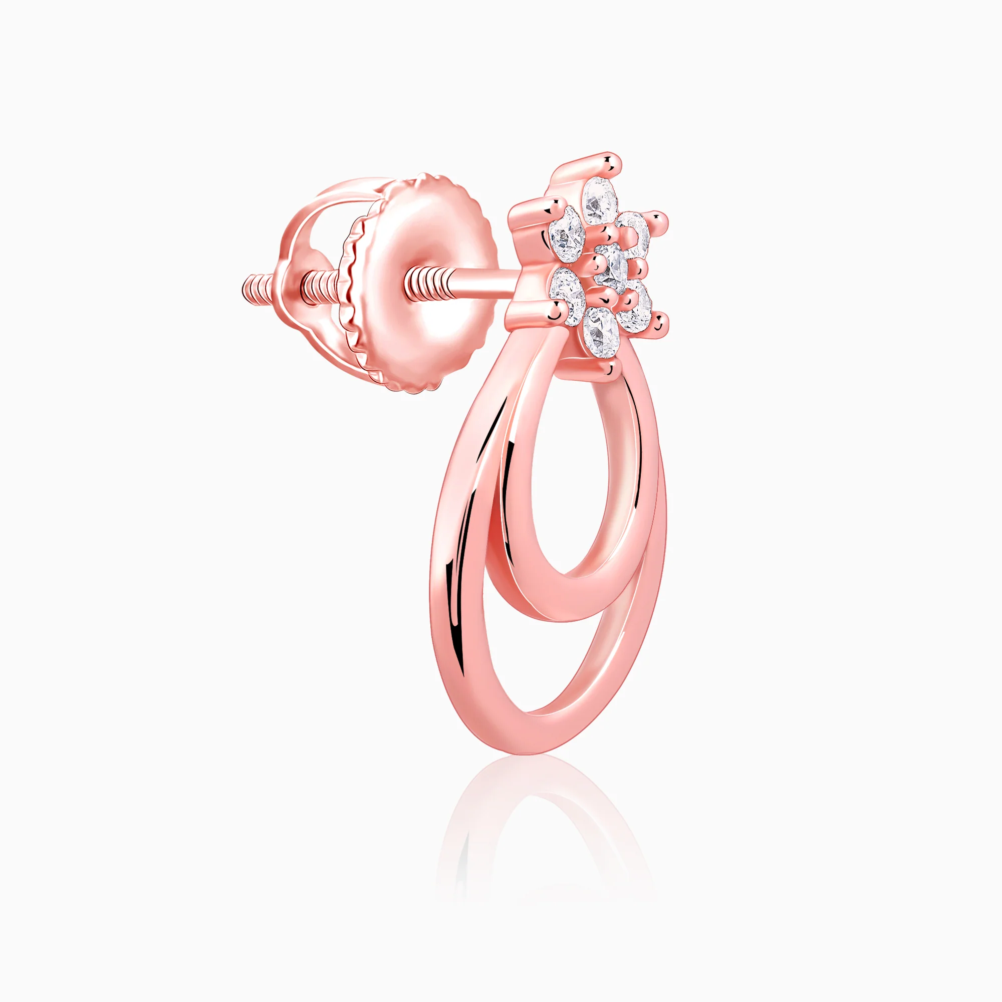 Rose Gold Cuphea Floral Earrings - Image 4