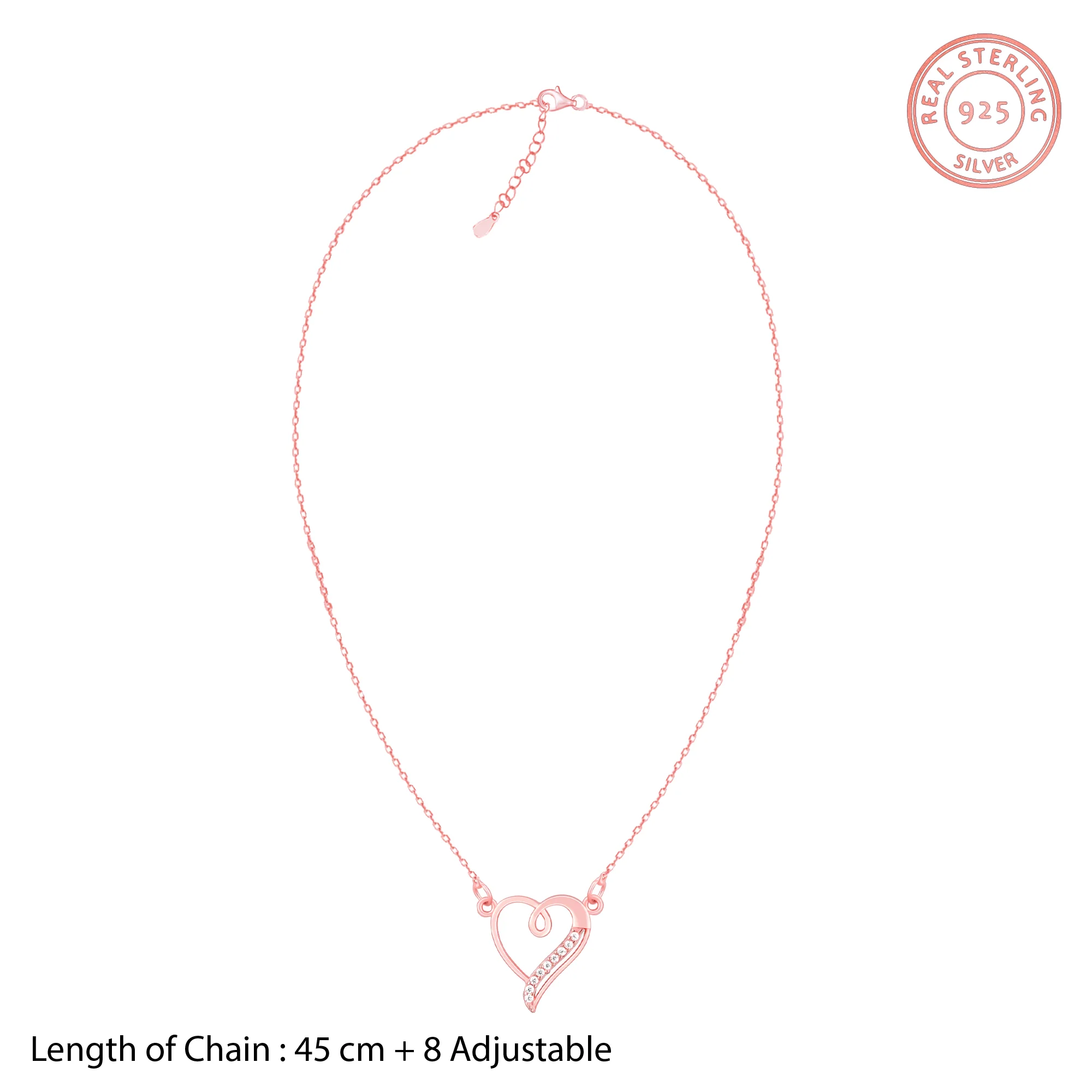 Rose Gold Curl Heart Necklace - Image 5