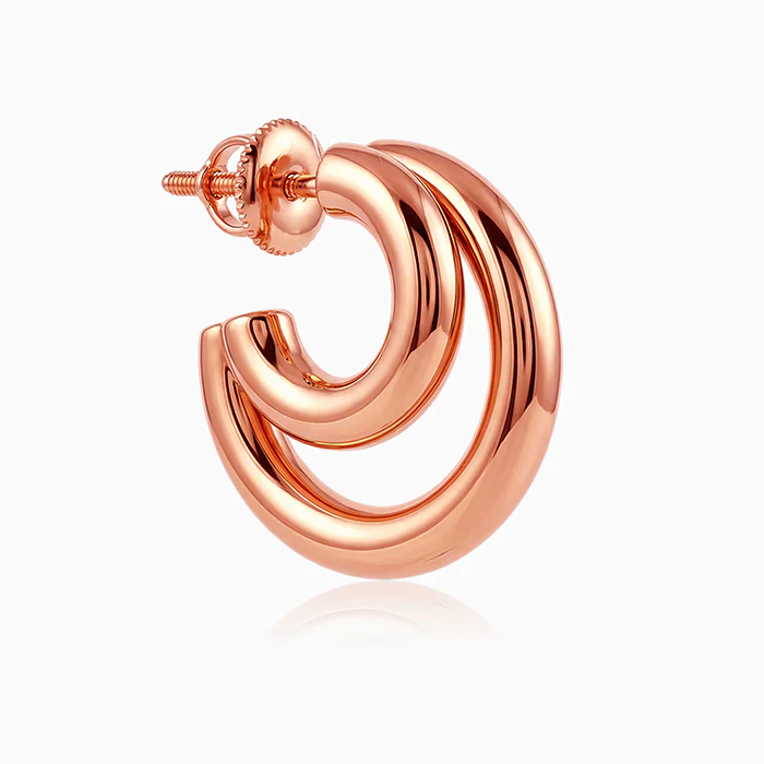 Rose Gold Cute Cresent Hoop Earrings - Image 4