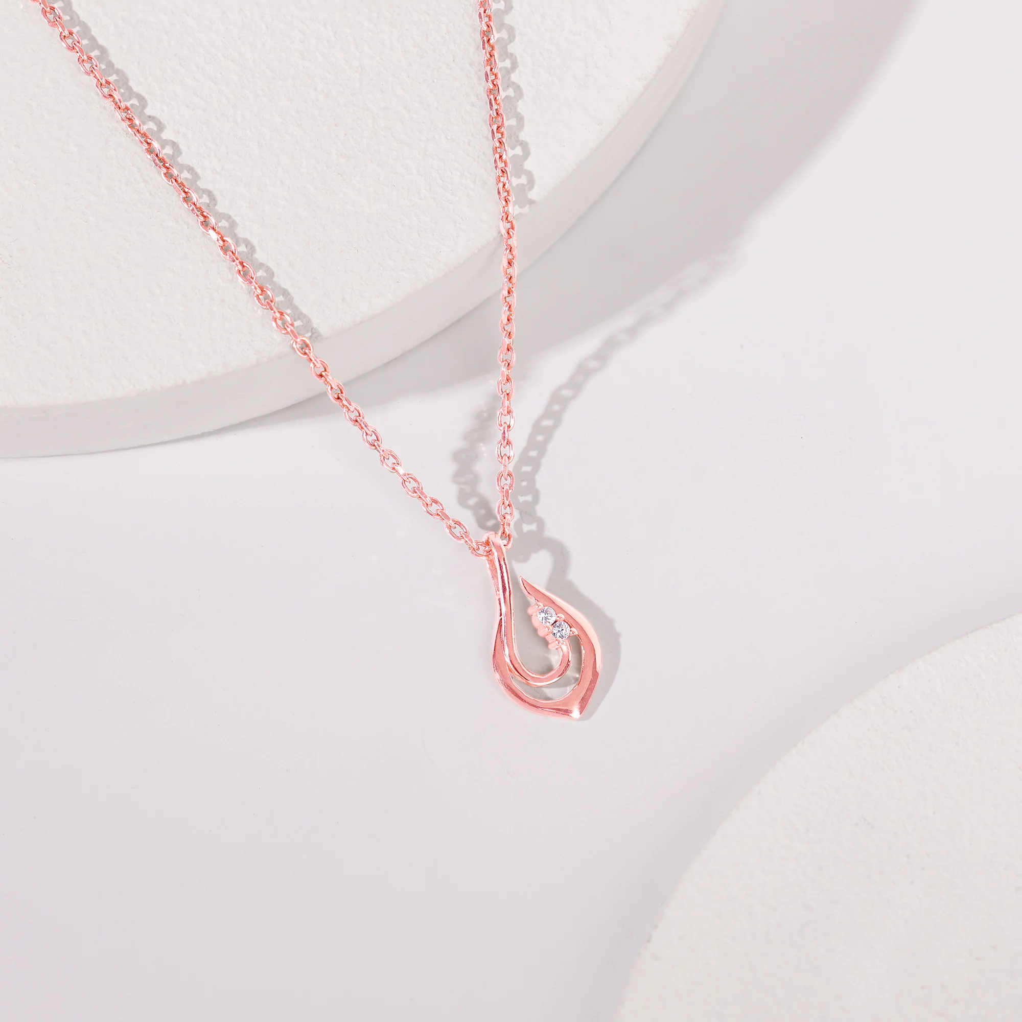 Rose Gold Cute Drop Pendant With Link Chain - Image 2