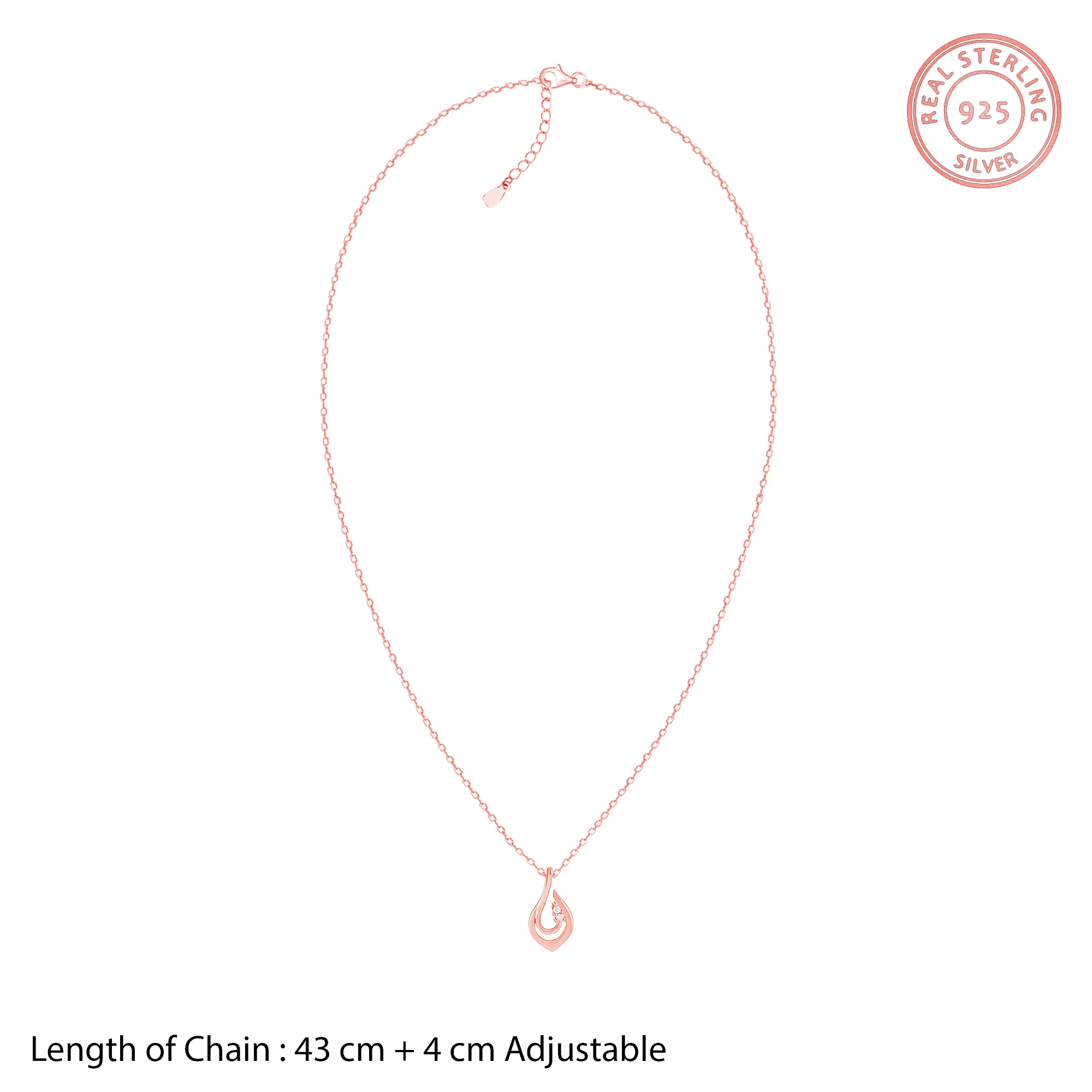 Rose Gold Cute Drop Pendant With Link Chain - Image 6