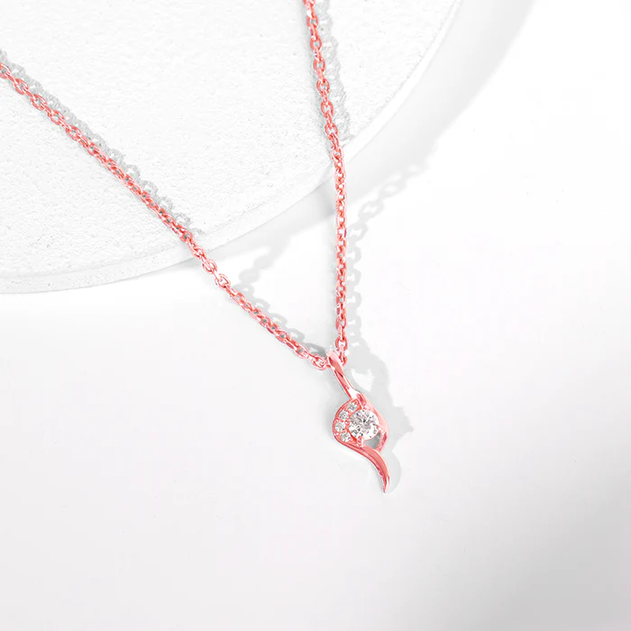 Rose Gold Cute Swirl Pendant With Link Chain - Image 2