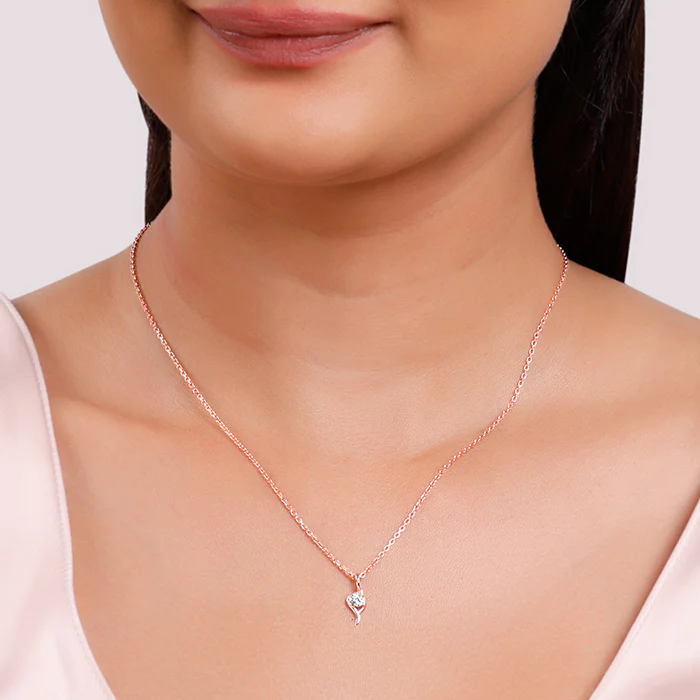 Rose Gold Cute Swirl Pendant With Link Chain - Image 3