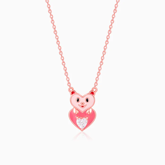 Rose Gold Cutie Heart Boo Kids Necklace