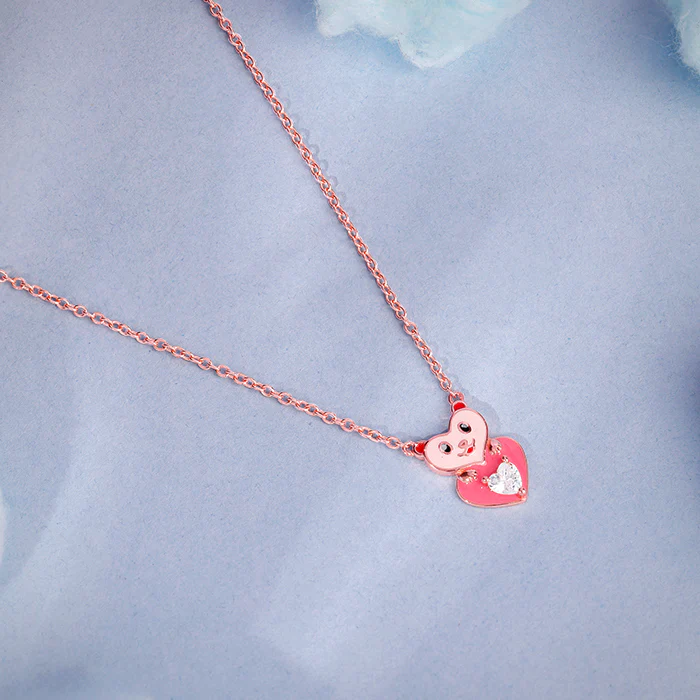 Rose Gold Cutie Heart Boo Kids Necklace - Image 2