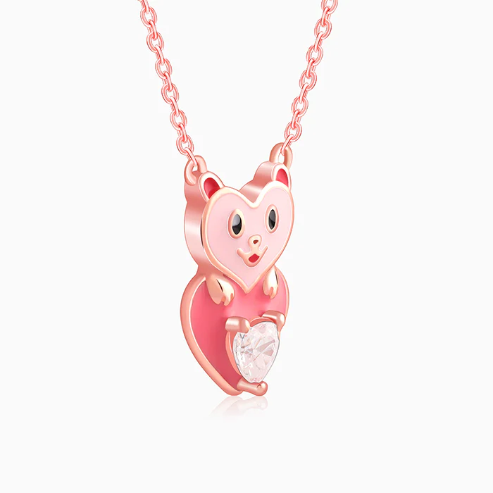Rose Gold Cutie Heart Boo Kids Necklace - Image 4