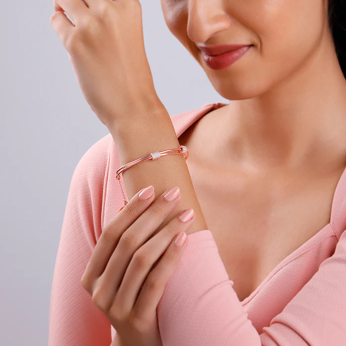Rose Gold Cylinder Bracelet - Image 3