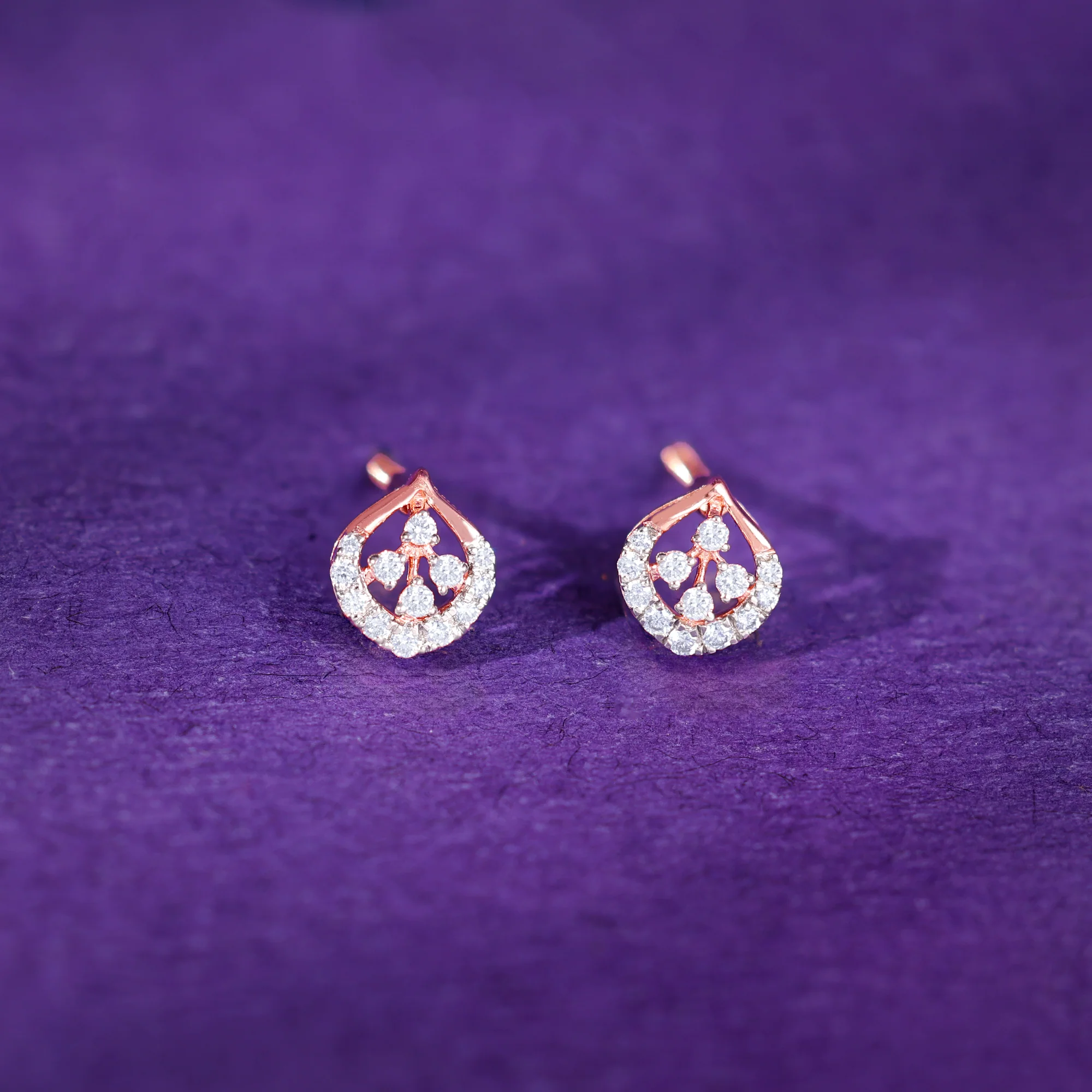 Rose Gold Dazzle Duo Diamond Studs - Image 2