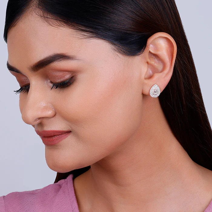 Rose Gold Dazzling Drop Earrings - Image 3