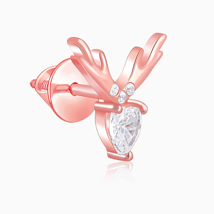 Rose Gold Deer Sparkle Earrings - Image 4