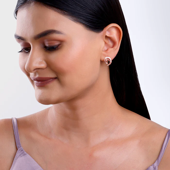 Rose Gold Dreamy Curve Earrings - Image 3