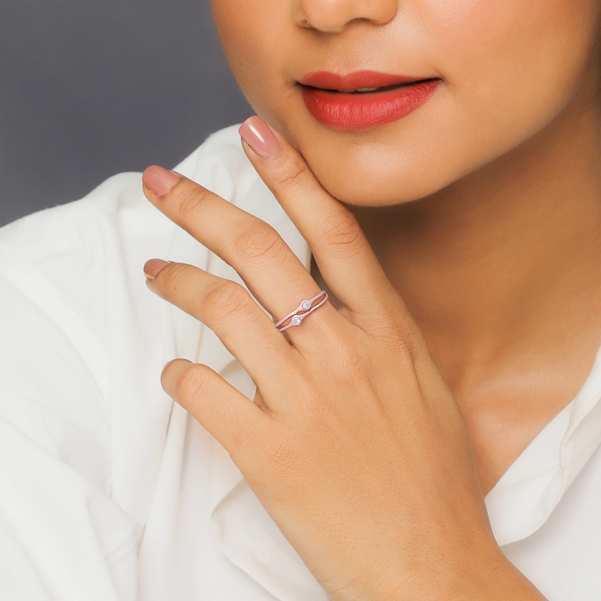 Rose Gold Dual Feat Ring - Image 2