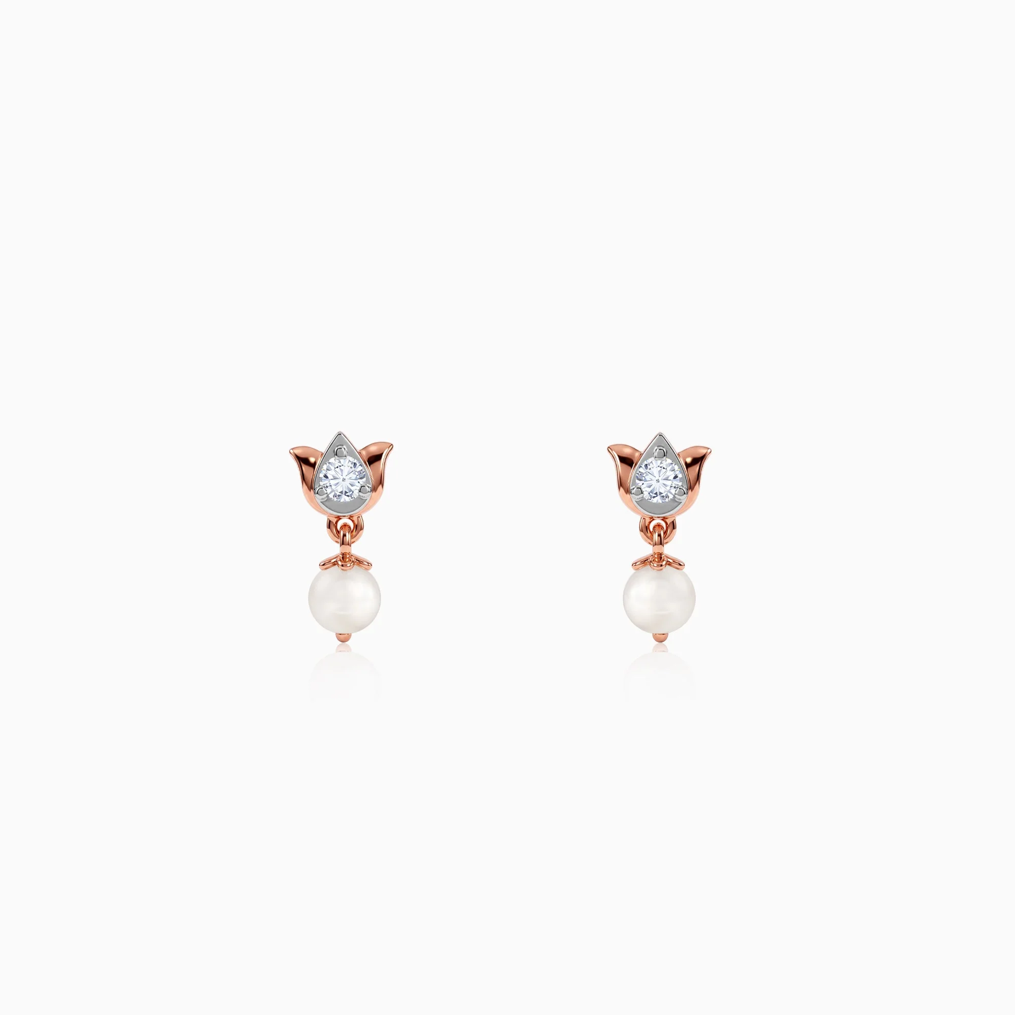 Rose Gold Elara Lotus Lab Grown Diamond Earrings