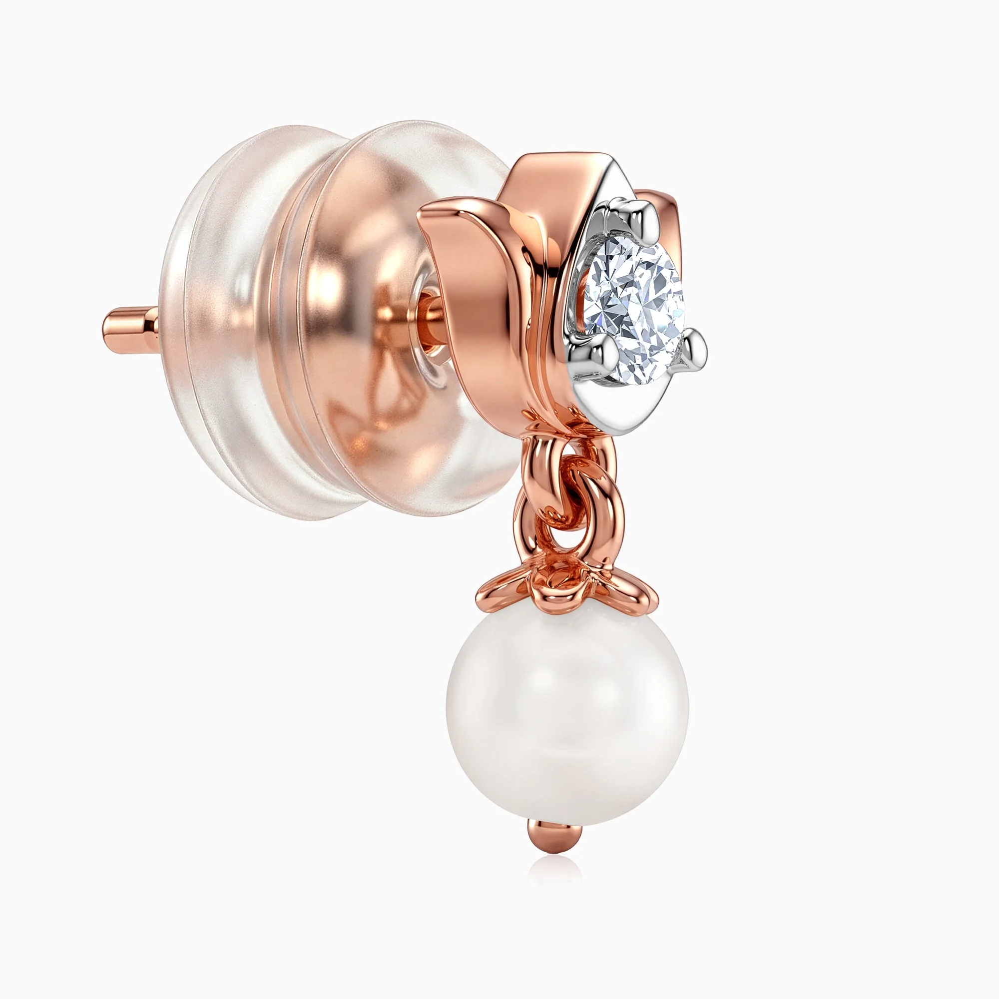 Rose Gold Elara Lotus Lab Grown Diamond Earrings - Image 4